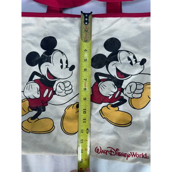 Walt Disney World Classic Mickey Running Cream  Red Canvas Tote Bag 100% Cotton - Picture 7 of 10